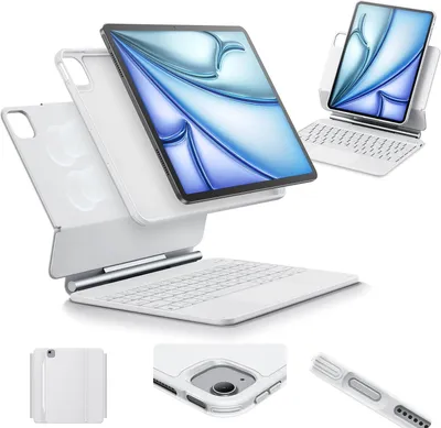 Image de Étui avec clavier pour iPad Pro 11 et Air 5 4 ESR Rebound 360 QWERTZ blanc