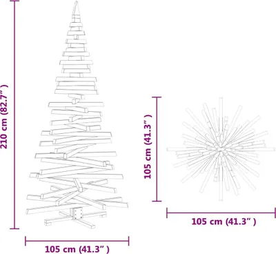 Image de vidaXL Sapins de Noël avec support Marron 210 cm Pin massif