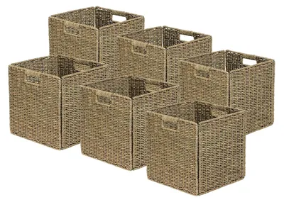 Image de Lot de 6 paniers de rangement en herbe de mer