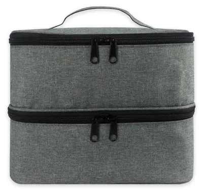 Image de Boîtier de rangement pour vernis à ongles, capacité pour 30 flacons - Organisateur à deux niveaux, couleur gris