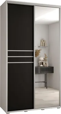 Produktbild von MEBLE KRYSPOL Davos 11 Schrank, zwei Türen - 235,2x130x45 cm - Weiß Schwarz Silber