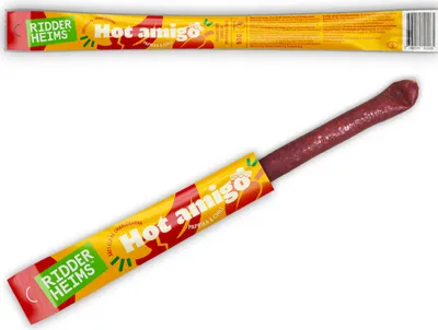 Produktbild von Ridderheims Sticks Hot Amigo 50 g Snack-Salami luftgetrocknet Schweinefleisch 30 cm vakuumiert aus Schweden