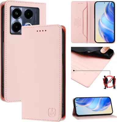 Produktbild von Lederhülle für Infinix Note 40 5G Hülle Flip Brieftasche Kartenfächern Ständer Schutzhülle Pink