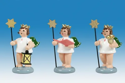 Produktbild von Holzfigur Engelfiguren mit Stern 3-teilig und Krone Höhe 6cm NEU