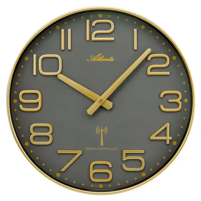 Produktbild von Atlanta 4539/9 Funk-Wanduhr Goldfarben/Grau