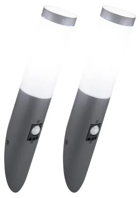 Produktbild von 2er Set LED Wandleuchten, Edelstahl, anthrazit, Sensor, H 41 cm