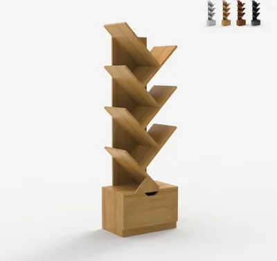 Produktbild von Modernes design bücherregal 8 Schublade Regale Wohnzimmer Büro Treebook 120 - Natur
