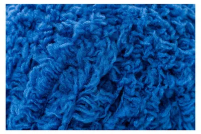 A close-up view of blue yarn.