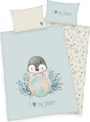 Produktbild von Pinguin Bettwäsche  " Green" / 40x60 cm + 100x135 cm