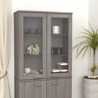 Produktbild von vidaXL Highboard-Oberteil HAMAR Hellgrau 85x35x100 cm Massivholz