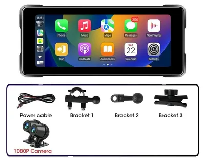 Obrázek produktu pro Motocyklový displej CarPlay, rozlišení HD, vodotěsný IP67, 686 palců 1080P DVR