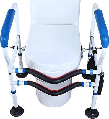 Produktbild von Hilfsmittel zum Aufstehen vom Toilettensitz, Toilettenhilfen, Aufstehhilfe, geeignet für verschiedene Toiletten, in Höhe und Breite verstellbar, Toilettenstuhl für Senioren mit Armlehnen