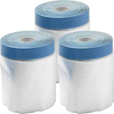 Obrázok produktu pre Maskovacia fólia s lepiacou páskou 3 kusy 55 cm x 20 m UV maliarska fólia