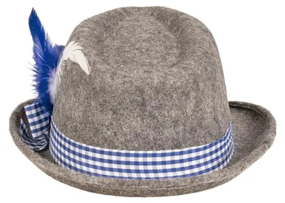 Produktbild von Hut Wiesn blau – Filzhut mit Feder & Karo Band für Herren