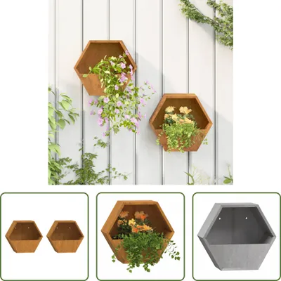 Produktbild von The Living Store Wand-Pflanzkübel 2 Stk. Rostig Cortenstahl 30x10x25 cm
