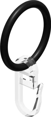 Produktbild von Interdeco Gardinenringe / Rundringe mit Faltenhaken für Gardinenstangen mit 16 mm Ø Schwarz, Pack. 10 Stück