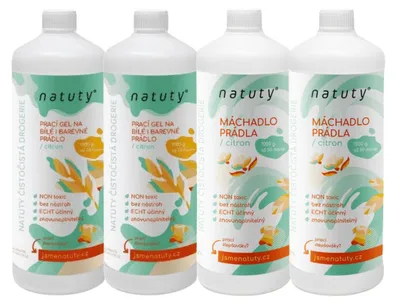 Imagen del producto de Natuty, gel para la ropa blanca y de color, con aroma a limón, 2 x 1 litro + Suavizante para la ropa con aroma a limón, 2 x 1 litro. Paquete económico
