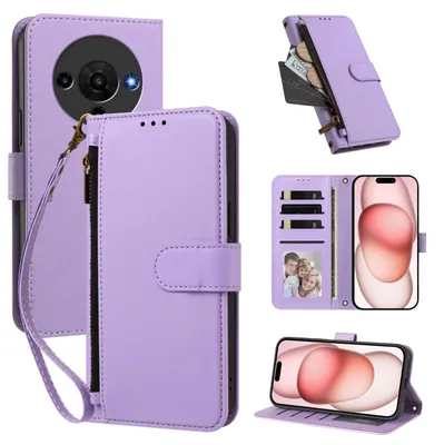 Produktbild von Geldbörse Hülle für ZTE Blade A76 5G, Kunstleder Handyhülle mit Kartenfächer, Ständer, Handschlaufe Violett