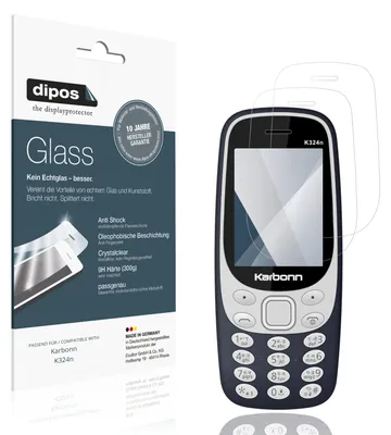 Produktbild von 2x Schutzfolie für Karbonn K324n - Anti-Shock 9H Folie dipos Glass Kunststoffglas