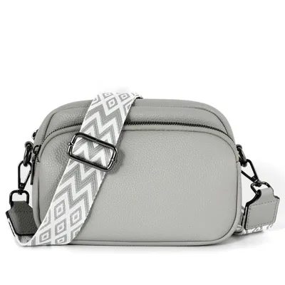 Produktbild von Umhängetasche Damen Handy Umhängetasche Kunstleder Crossbody Bag Damen, mit 3 fächern Handtasche mit Verstellbar Abnehmbar Schultergurt (Grau)