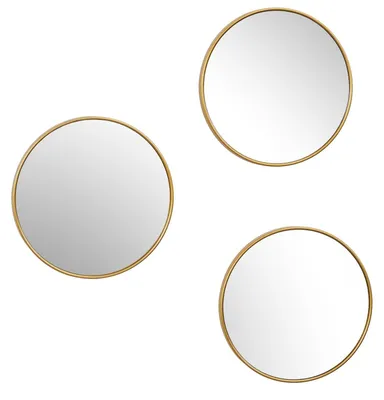 Produktbild von Home deco factory Wandspiegel Toronto - 3 Stuck - gold - D26 cm