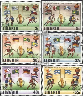 Produktbild von Briefmarken Liberia 1981 Mi 1187-1192 (kompl.Ausg.) gestempelt Fußballweltmeisterschaft 1982, Spanien