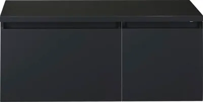 Produktbild von Sanox Waschtischunterschrank Frozen BxHxT 100 (60/40) x 43 x 45 cm Frontfarbe schwarz matt mit Waschtischplatte