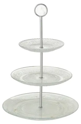 Obrázok produktu pre Sklenený etážový reliéf 3-stupňové sklo číre H 35 cm