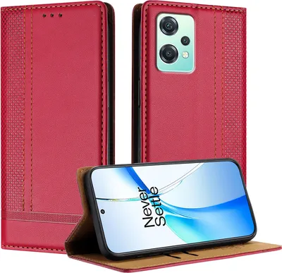 Produktbild von Handyhülle für OnePlus Nord CE 2 Lite 5G Leder Flip Klappbare Schutzhülle mit Standfunktion Rot