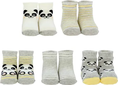 Produktbild von CUCAMELON Baby Socken, 5er Pack - Strumpf, Tiermotive, 0-1 Jahre, One Size Panda
