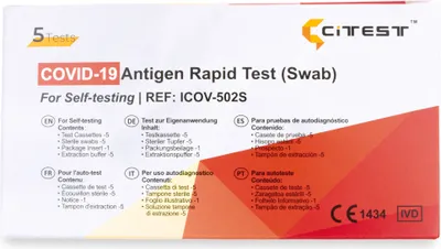 Produktbild von 5 kusov - COVID-19 Antigen Rapid Test (Nosový výter) AT1350/21 Self-test pre samovyšetrenie ID 1476, dátum exspirácie: 11/25