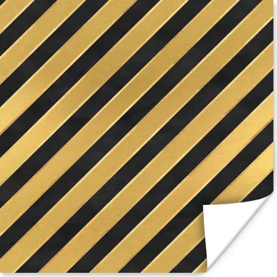 Produktbild von MuchoWow® Poster Muster - Streifen - Gold - Schwarz 75x75 cm - Wand Dekoration