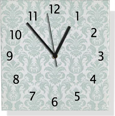Produktbild von Wallario Design Wanduhr Königliche Schnörkelei in weiß und grün aus Aluverbund, Größe 30 x 30 cm