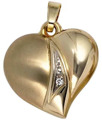 Produktbild von Anhänger Herzanhänger Herz mit Zirkonia teilmattiert 333 Gold Gelbgold