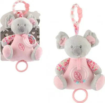 Obrázok produktu pre Medveď koala hrkálka plyšová 19cm závesná na post./kocka nat. hračka stroj ružová 0+