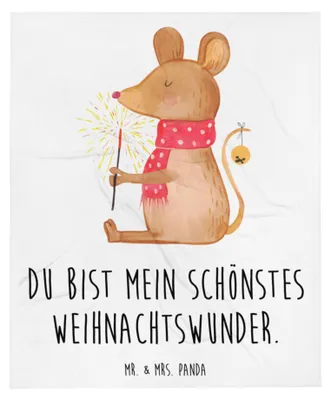 Produktbild von Mr. & Mrs. Panda Tagesdecke Maus Weihnachten - Weiß - Geschenk, Decke, Couchdecke, Weihnachtswunder, Weihnachtsmotiv, Weihnachtsgruß, Bettdecke, Frohe, Kuscheldecke
