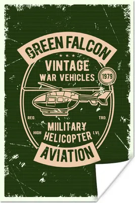 Produktbild von MuchoWow® Poster Hubschrauber - Vintage - Grün 20x30 cm - Papierdruck