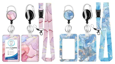 Produktbild von Auswelter mit Lanyard und Kartenhalter, verstellbaren Schlüsselbändern, abnehmbar, für Angestellte, Pflegekräfte, Lehrkräfte, Schüler, rosa