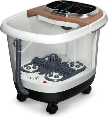 Produktbild von COSTWAY Fußbad Massagegerät mit Rollen, Elektrische Fußbadewanne Heizung Duschemassage, Shiatsu Fußmassage Spa 10-60min Timer / 35-48℃ / 500W (Braun)