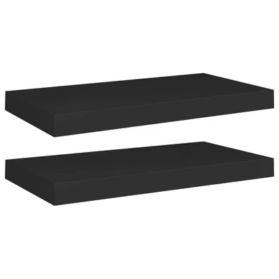 Zdjęcie produktu dla Półki Ścienne, 2 Szt., Czarne, 50X23X3,8 Cm, Mdf Lumarko!