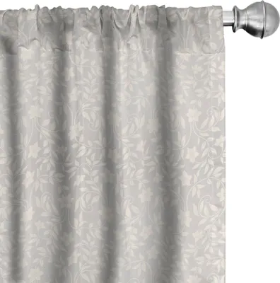 Produktbild von ABAKUHAUS Blume Vorhänge, Gardinen, Kontinuierliche Simplistic Curly Blumenblätter Ornaments Zarte Farben Illustration, 2 Stück 75 x 175 cm, Perle Eggshell