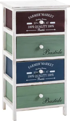 Produktbild von Kommode Mehrzweckschrank Schubladenkommode COLORIS in weiß, Anrichte mit 4 Schubladen in 3 Farben, Shabby Chic Vintage Look