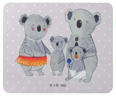 Produktbild von Mr. & Mrs. Panda Mousepad Koala Familie - Grau Pastell - Geschenk, Mauspad, pc, Kinder, Mouse Pad, Muttertag, Familienzeit, laptop, Family