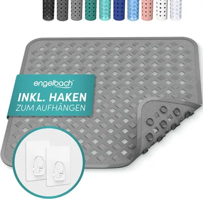 Zdjęcie produktu dla Mata pod prysznic 53x53 cm - Antypoślizgowa - Bez BPA - Możliwość prania - Z haczykami do zawieszania