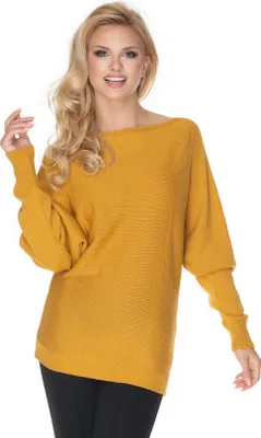 Zdjęcie produktu dla PeeKaBoo Damski luźny oversizowy sweter Isaszeg musztardowy uniwersalny
