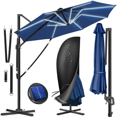 Produktbild von KESSER® Sonnenschirm Ampelschirm SUN Rund XL Ø330 cm Inkl. Abdeckung 7-Fach Verstellbar Drehbar Neigbar Kippbar Groß 360° Drehbar Gartenschirm mit Kurbel Sonnenschutz UV50+