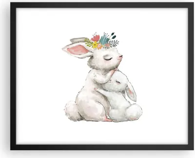 Produktbild von Gerahmtes Poster - Schwarzer Rahmen - Kaninchen Hase Kinder - 50x40 cm - Wand Bild - Wanddeko - Wandbilder - Kunstposter - Wandposter - Bilderrahmen - Bilder - Kunstdruck - P2BAA50x40-4725