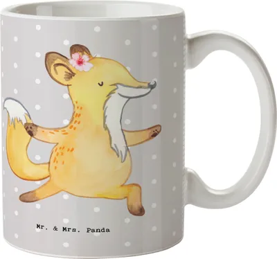 Produktbild von Mr. & Mrs. Panda Bedruckte Tasse Kinderyogalehrerin Herz - Grau Pastell - Geschenk, Kaffeebecher, Henkelbecher, Kaffeetasse, Trinkbecher, Teetasse