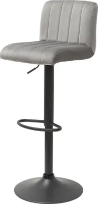 Produktbild von Drehbarer Retro Barhocker PORTLAND grau Samt Barstuhl Hocker Tresenstuhl Hausbar