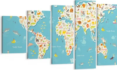 Produktbild von Bild auf Leinwand - Leinwandbild - Geographie Globus Grafik Illustration - 100x60cm - Wand Bild - Wanddeko - Leinwanddruck - Bilder - Kunstdruck - Leinwand bilder - Wandkunst - EG100x60-3106